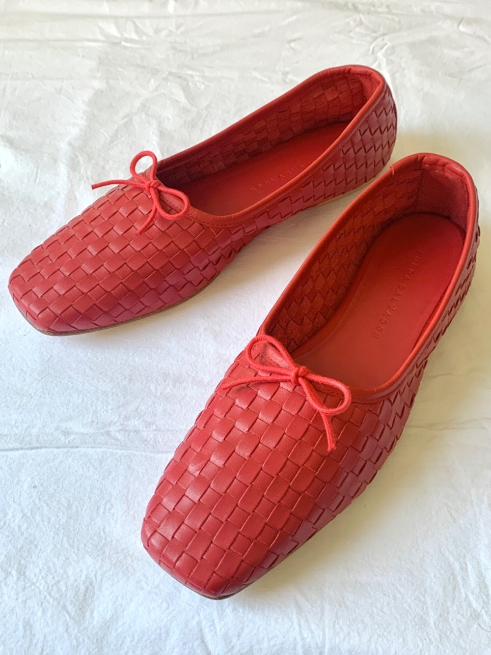 Freda Salvador Jada Square Toe Ballet Flat Crimson Red Woven Calf 9 NEW